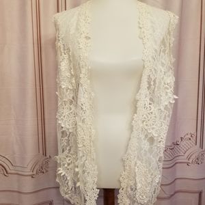Girl Friend Off White Lace Cardigan-LG